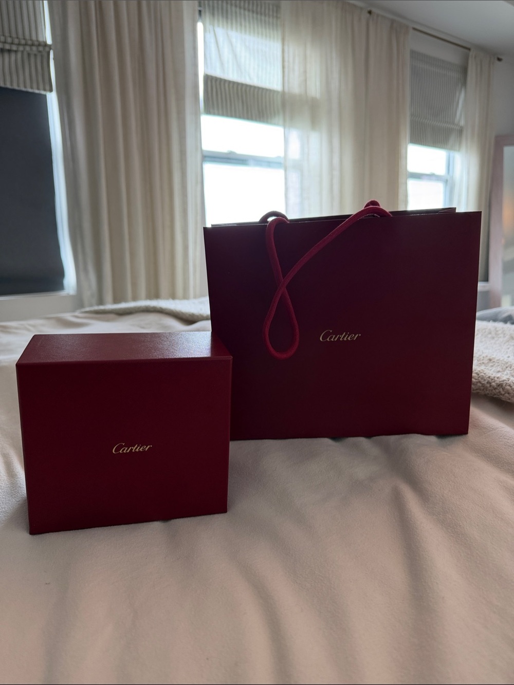 Cartier Red Gift Bag and Box with Gold Logo